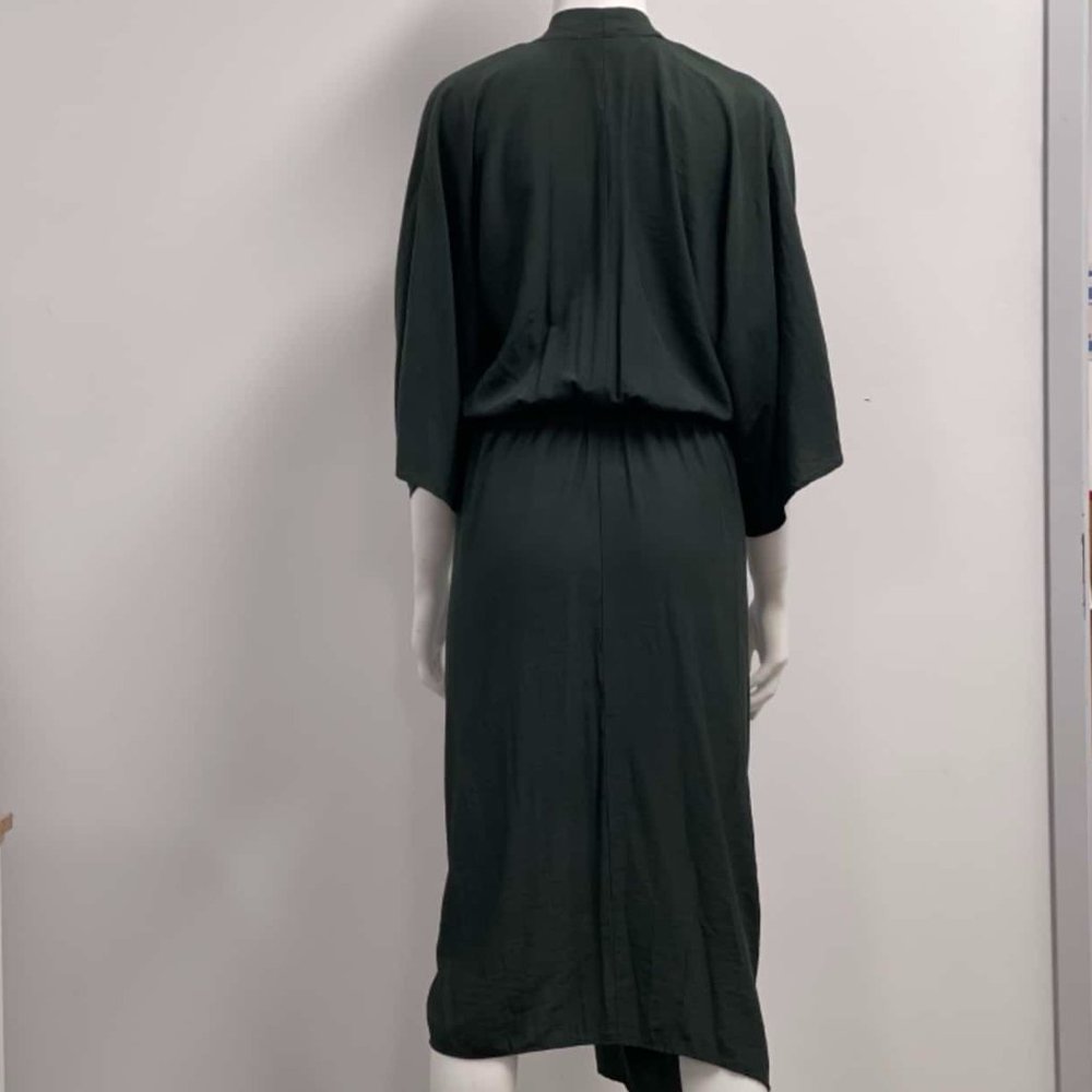 SHEIKE Fortress Olive Green Kimono Sleeve Draped Wedding Evening Midi Dress - Picture 11 of 15